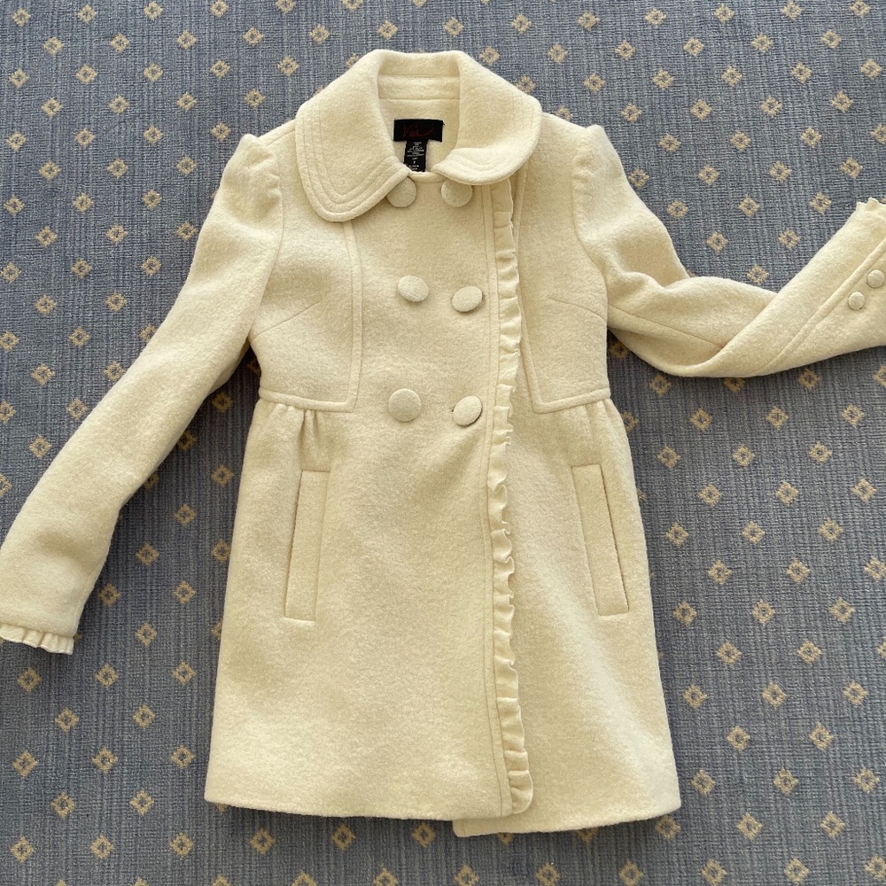 Ivory Wool Coat Size 0